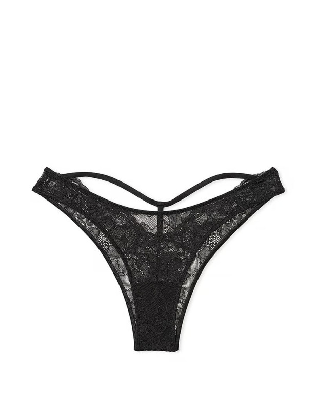 Комплект Білизни зі Стразами Victoria's Secret Very Sexy Shine Strappy Unlined Lace Low-Cut Demi Bra & Shine Strap Cutout Back Brazilian Panty_6