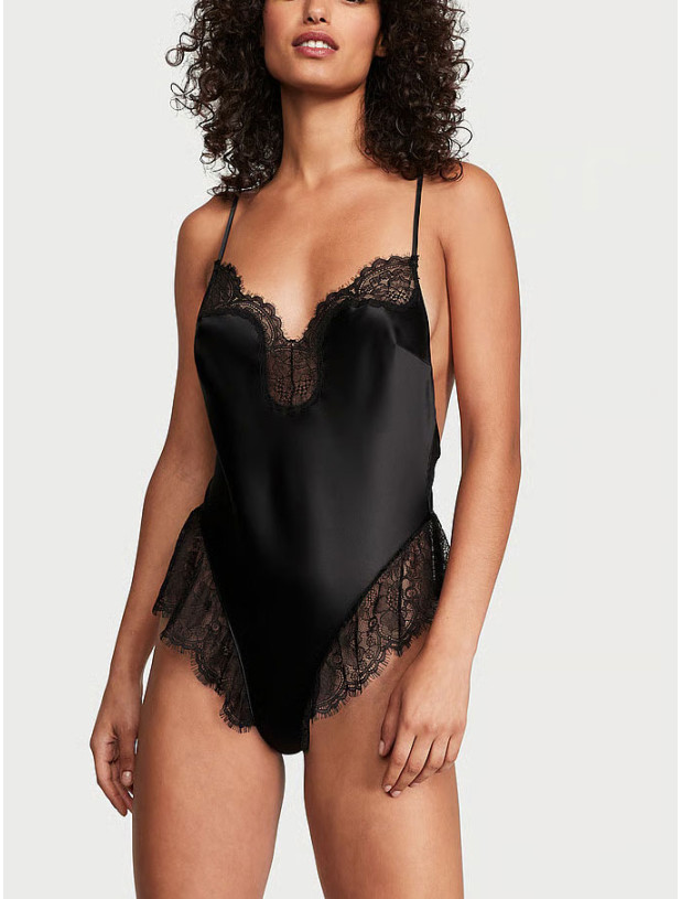 Сатиновий Ромпер Victoria’s Secret Satin Lace High-Leg Romper_4
