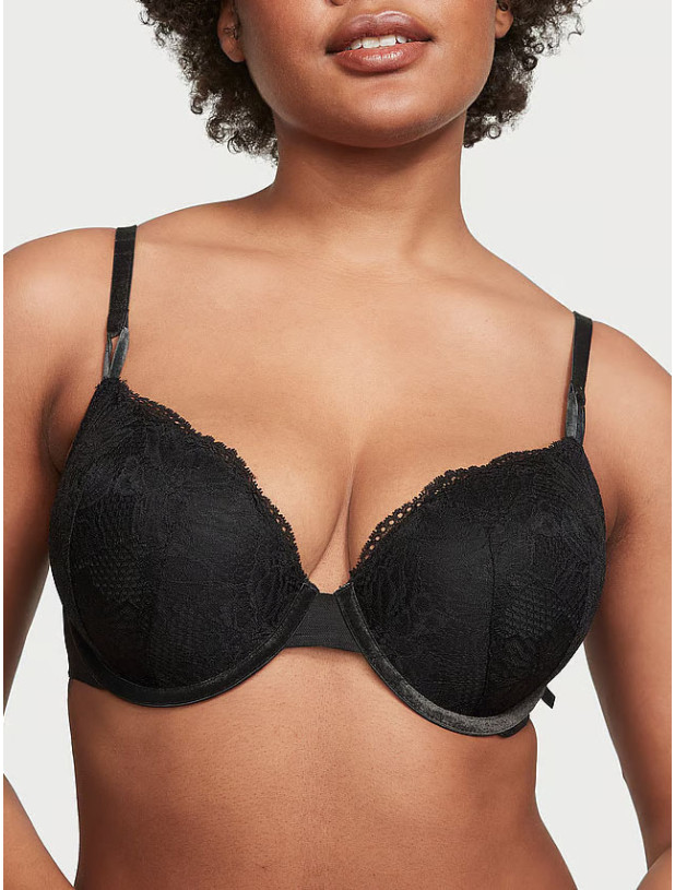 Бюстгальтер Victoria's Secret Sexy Tee Fleur Noir Lace Lightly Lined Demi Bra _2