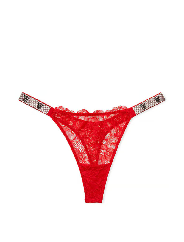 Трусики зі Стразами Victoria's Secret Very Sexy Shine Strap Lace Thong Panty_3