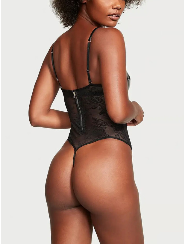 Боді Victoria's Secret Very Sexy Strapless Leather Fishnet Teddy_4