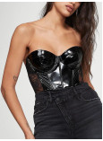 Боді Victoria's Secret Very Sexy Strapless Leather Fishnet Teddy_2