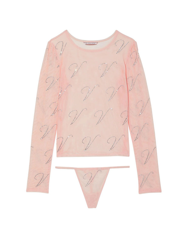 Набір Топ і Трусики Victoria's Secret Very Sexy Shine Mesh 'V' Logo Top & Panty Gift Set_2