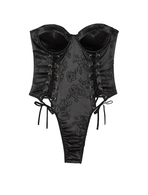 Боді Victoria's Secret Very Sexy Satin Jacquard Lace-Up Strapless Teddy_4