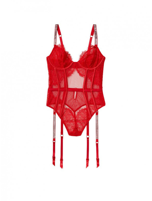 Боді Тедді зі Стразами Victoria's Secret Very Sexy Demi Teddy with Shine Straps & Garters_3