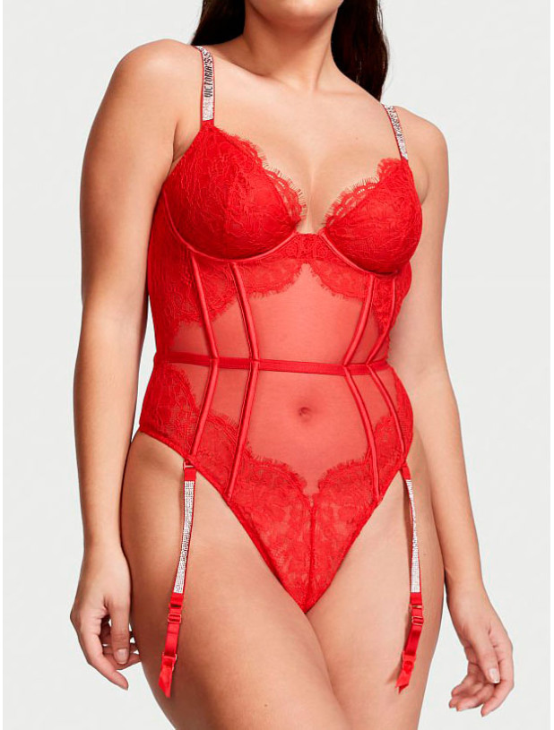Боді Тедді зі Стразами Victoria's Secret Very Sexy Demi Teddy with Shine Straps & Garters_2