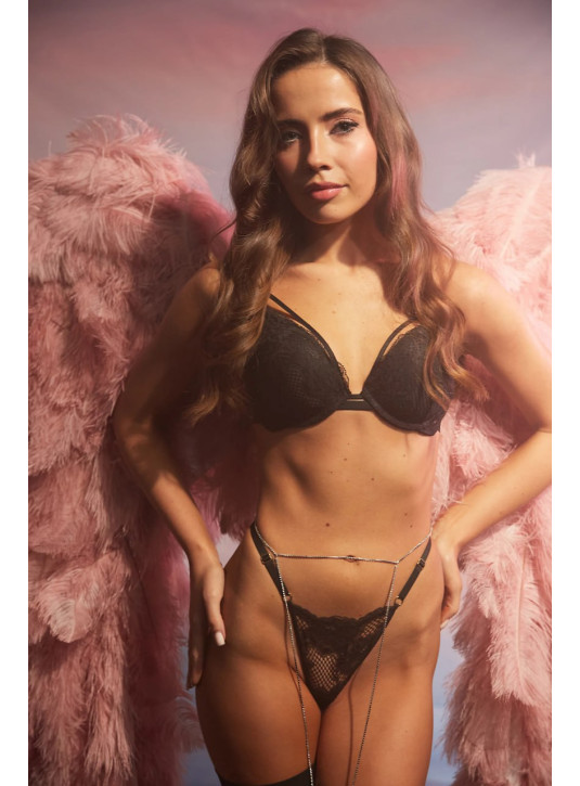 Комплект Білизни Пуш-ап Victoria's Secret Very Sexy Strappy Fishnet Lace Push-Up Bra & Fishnet Lace V-String Panty
