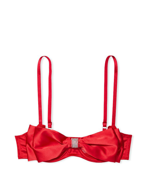 Комплект Білизни зі Стразами Victoria's Secret Dream Angels Wicked Unlined Bow Balconette Bra & Very Sexy Satin Bow Cutout Back Open Panty_3