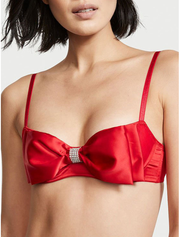 Комплект Білизни зі Стразами Victoria's Secret Dream Angels Wicked Unlined Bow Balconette Bra & Very Sexy Satin Bow Cutout Back Open Panty_4