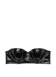 Комплект Білизни Victoria's Secret Very Sexy Faux Patent Leather Strapless Longline Balconette Bra & Midnight Affair Embroidery Brazilian Panty_7