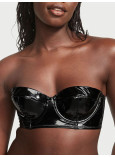 Комплект Білизни Victoria's Secret Very Sexy Faux Patent Leather Strapless Longline Balconette Bra & Midnight Affair Embroidery Brazilian Panty_5