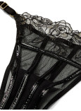 Комплект Білизни Victoria's Secret Very Sexy Faux Patent Leather Strapless Longline Balconette Bra & Midnight Affair Embroidery Brazilian Panty_10