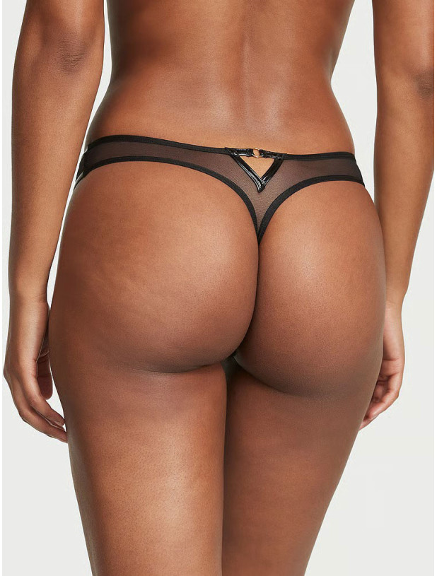Комплект Білизни Victoria's Secret Very Sexy Faux Patent Leather Strapless Longline Balconette Bra & Midnight Affair Thong Panty_10