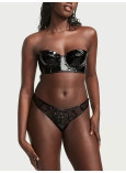 Комплект Білизни Victoria's Secret Very Sexy Faux Patent Leather Strapless Longline Balconette Bra & Midnight Affair Thong Panty_11
