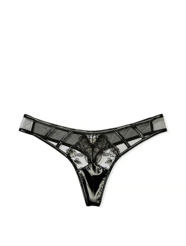 Комплект Білизни Victoria's Secret Very Sexy Faux Patent Leather Strapless Longline Balconette Bra & Midnight Affair Thong Panty_8