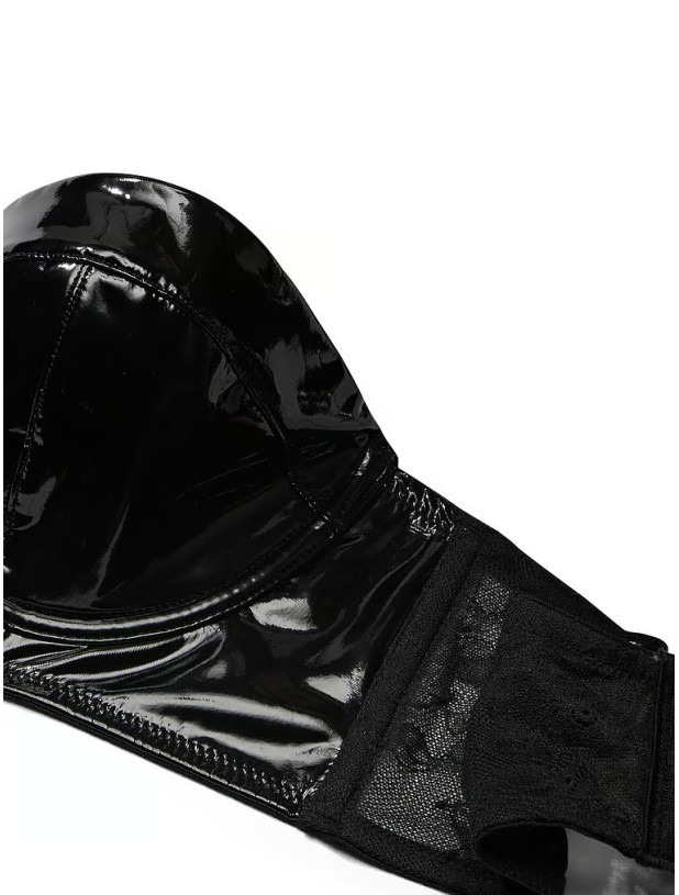 Комплект Білизни Victoria's Secret Very Sexy Faux Patent Leather Strapless Longline Balconette Bra & Midnight Affair Thong Panty_7