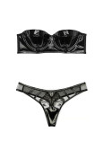 Комплект Білизни Victoria's Secret Very Sexy Faux Patent Leather Strapless Longline Balconette Bra & Midnight Affair Thong Panty_2