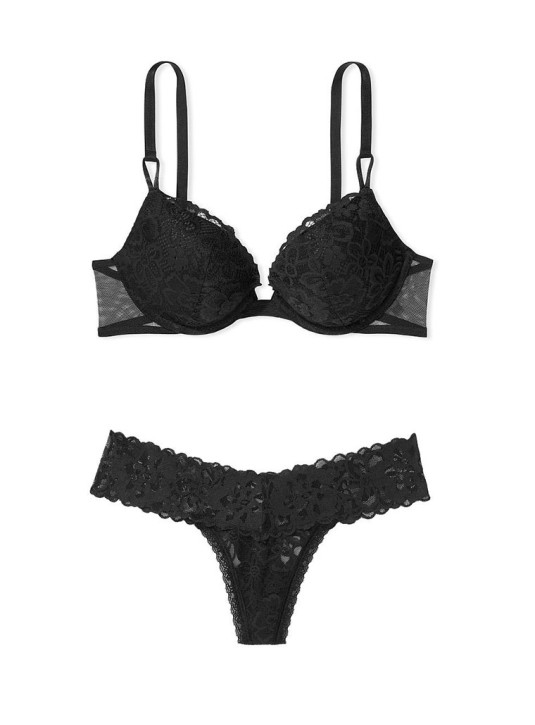 Комплект Білизни Пуш-ап Victoria's Secret Sexy Tee Lace Push-Up Bra & Lacie Lace-Up Thong Panty