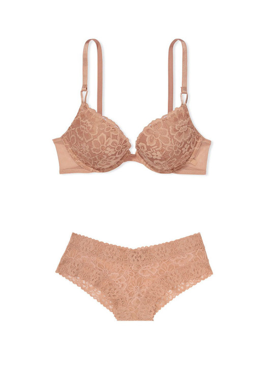 Комплект Білизни Пуш-ап Victoria's Secret Sexy Tee Lace Push-Up Bra & Floral Lace Cheeky Panty
