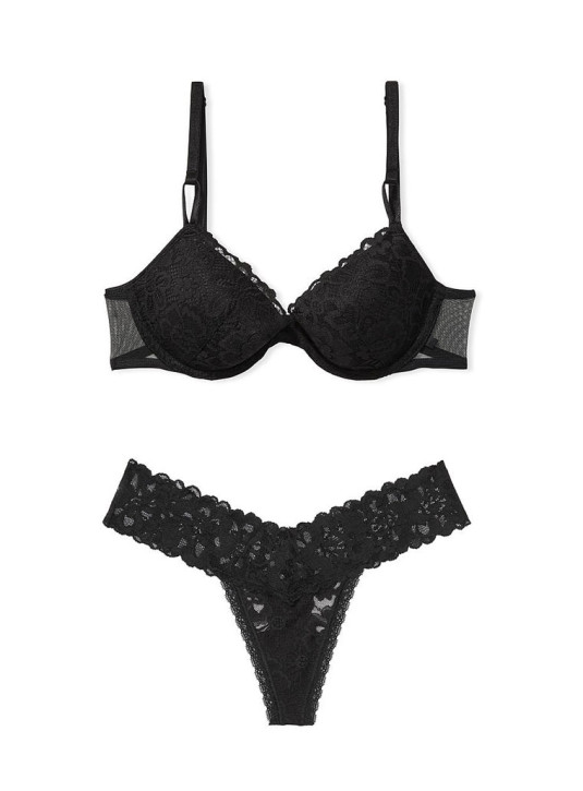 Комплект Білизни з Мереживом Victoria's Secret Sexy Tee Lightly-Lined Lacie Demi Bra & Lacie Thong Panty