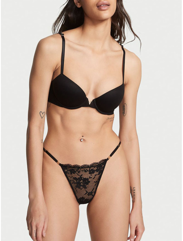 Комплект Білизни Victoria's Secret Love Cloud Lace Lightly Lined Plunge Bra & Lace Adjustable String Bikini Panty_9