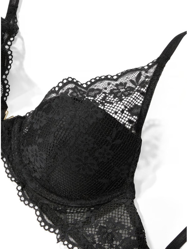 Комплект Білизни Victoria's Secret Love Cloud Lace Lightly Lined Plunge Bra & Adjustable String Lace Thong Panty_4