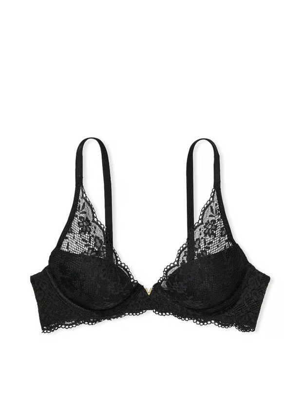 Комплект Білизни Victoria's Secret Love Cloud Lace Lightly Lined Plunge Bra & Adjustable String Lace Thong Panty_3