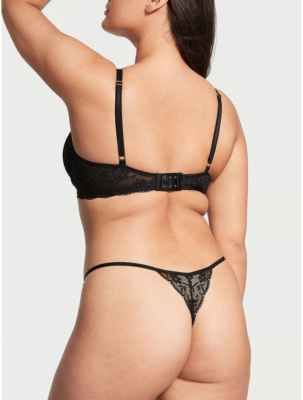 Комплект Білизни Victoria's Secret Love Cloud Lace Lightly Lined Plunge Bra & Adjustable String Lace Thong Panty_10