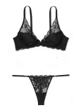 Комплект Білизни Victoria's Secret Love Cloud Lace Lightly Lined Plunge Bra & Adjustable String Lace Thong Panty_2