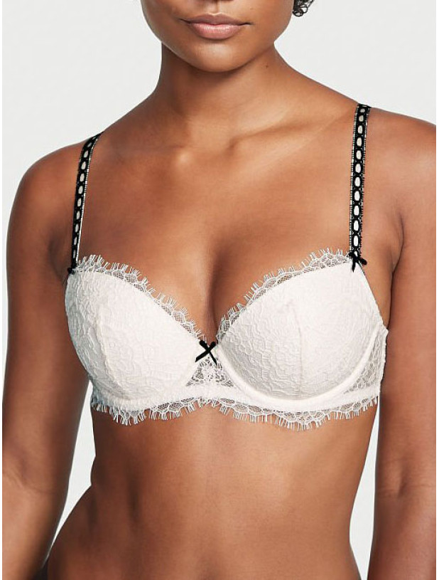 Комплект Білизни Victoria's Secret Dream Angels Lightly Lined Ribbon Slot Demi Bra & Floral Lace Hipster Thong Panty_4