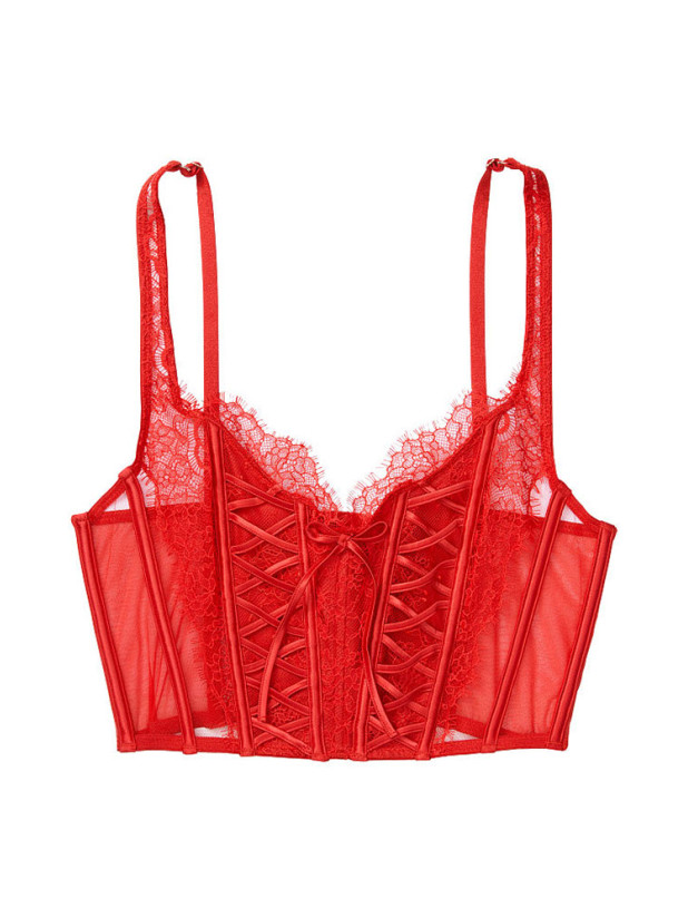 Комплект Білизни з Корсетом Victoria's Secret Dream Angels Unlined Lace-Up Corset Top & Lace Hipster Thong Panty_3