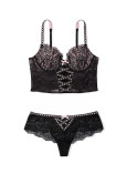 Комплект Білизни Victoria's Secret Dream Angels Lightly-Lined Lace-Up Corset Top & Lace-up Bow Hipster Thong Panty_4