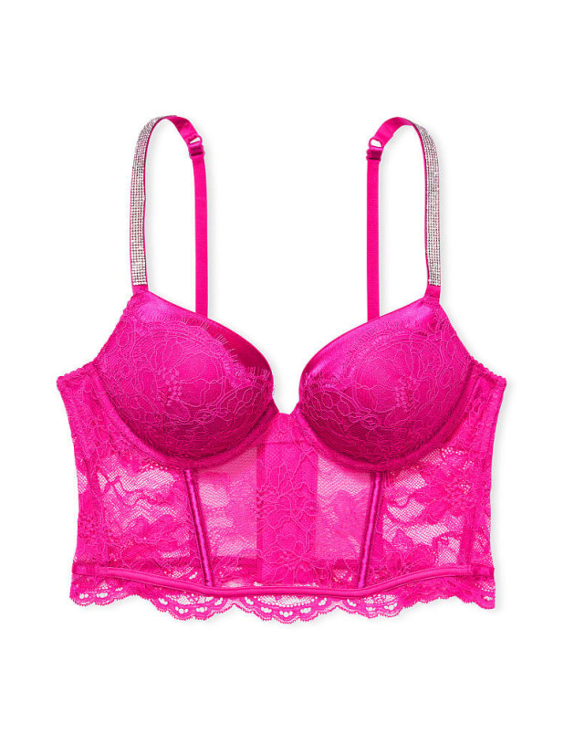 Комплект Білизни зі Стразами Victoria's Secret Very Sexy Bombshell Add-2-Cups Push-Up Corset Top & Micro Lace Shine Strap Cheekini Panty_7