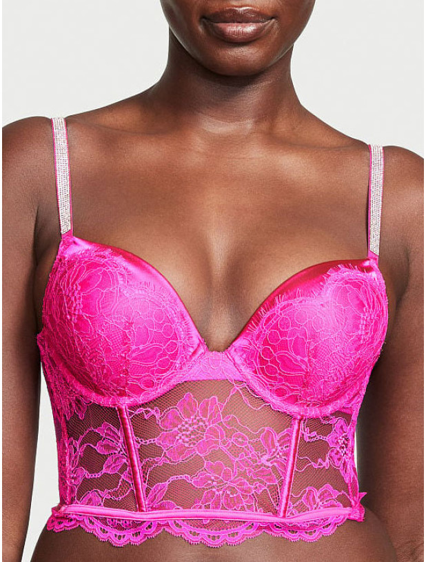 Комплект Білизни зі Стразами Victoria's Secret Very Sexy Bombshell Add-2-Cups Push-Up Corset Top & Micro Lace Shine Strap Cheekini Panty_8