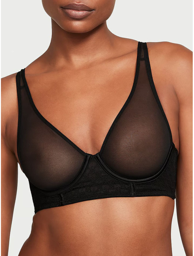 Комплект Білизни Victoria's Secret Very Sexy Icon Mesh Longline Plunge Bra & Smooth Cutout Back Thong Panty_2