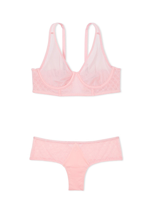 Комплект Білизни Victoria's Secret Very Sexy Icon Mesh Longline Plunge Bra & Lace Cheeky Panty
