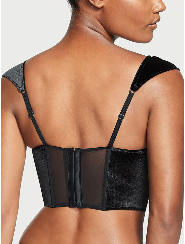 Комплект Білизни з Корсетом Victoria's Secret Dream Angels Lace & Velvet Cap-Sleeve Corset Top & Floral Lace Thong Panty_2
