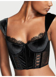 Комплект Білизни з Корсетом Victoria's Secret Dream Angels Lace & Velvet Cap-Sleeve Corset Top & Floral Lace Thong Panty_1