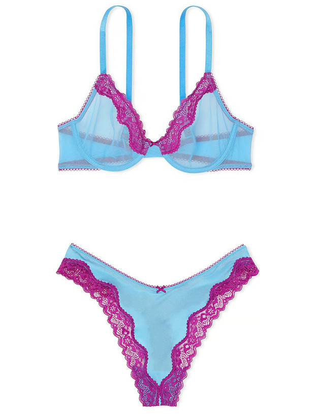 Комплект Білизни Victoria's Secret Tease Unlined Demi Bra & High-Leg Scoop Thong Panty_2