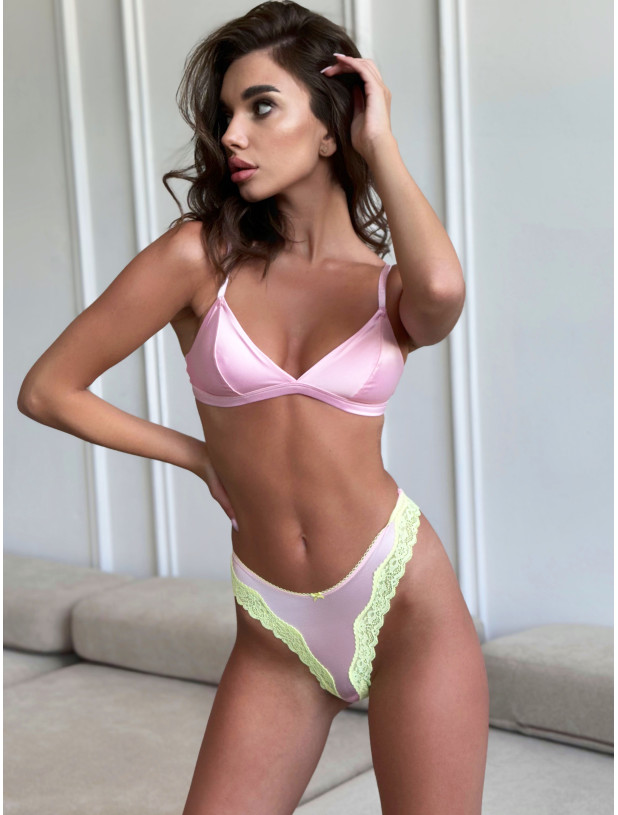 Комплект Белья Victoria's Secret Tease Wireless Triangle Bralette & Tease High-Leg Scoop Thong Panty_3