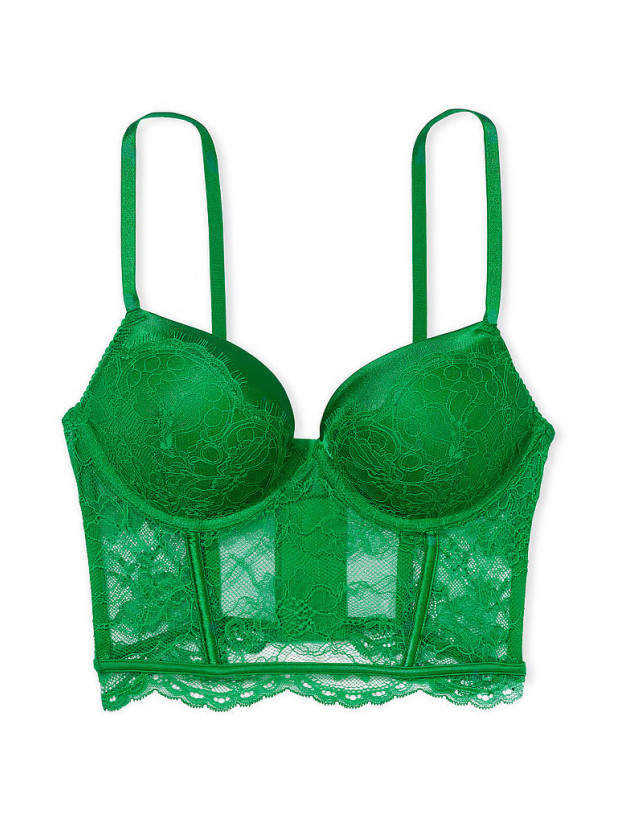 Комплект Білизни зі Стразами Victoria's Secret Very Sexy Bombshell Add-2-Cups Push-Up Corset Top & Shine Strap Cutout Back Thong Panty_4