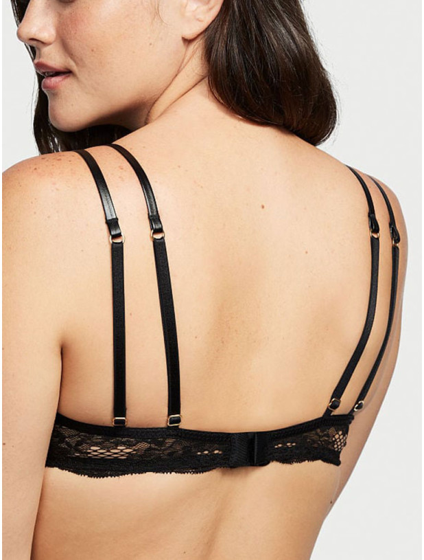 Комплект Білизни Victoria's Secret Very Sexy Faux Leather Strappy Open-Cup Demi Bra & Fishnet Floral Open Back Brazilian Panty_6