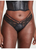Комплект Білизни Victoria's Secret Very Sexy Faux Leather Strappy Open-Cup Demi Bra & Fishnet Floral Open Back Brazilian Panty_7