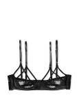 Комплект Білизни Victoria's Secret Very Sexy Faux Leather Strappy Open-Cup Demi Bra & Fishnet Floral Open Back Brazilian Panty_2