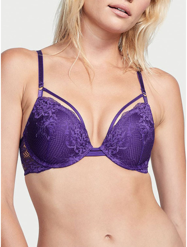 Комплект Білизни Victoria's Secret Very Sexy Push-Up Bra & Fishnet Floral Cheeky Panty & Fishnet Leather Garter Belt_7