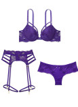 Комплект Білизни Victoria's Secret Very Sexy Push-Up Bra & Fishnet Floral Cheeky Panty & Fishnet Leather Garter Belt_1