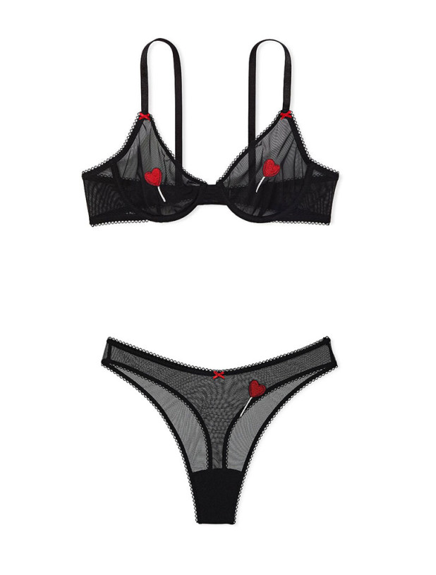 Комплект Білизни Victoria's Secret Tease Unlined Demi Bra & Tease High-Leg Scoop Thong Panty_4