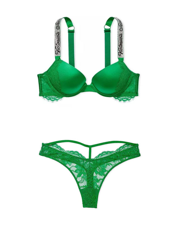 Комплект Білизни зі Стразами Victoria's Secret Very Sexy Shine Strap Push-Up Bra & Thong Panty_3