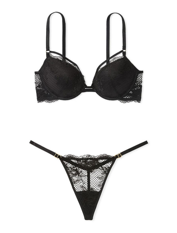 Комплект Білизни Пуш-ап Victoria's Secret Very Sexy Strappy Fishnet Lace Push-Up Bra & Fishnet Lace V-String Panty_2