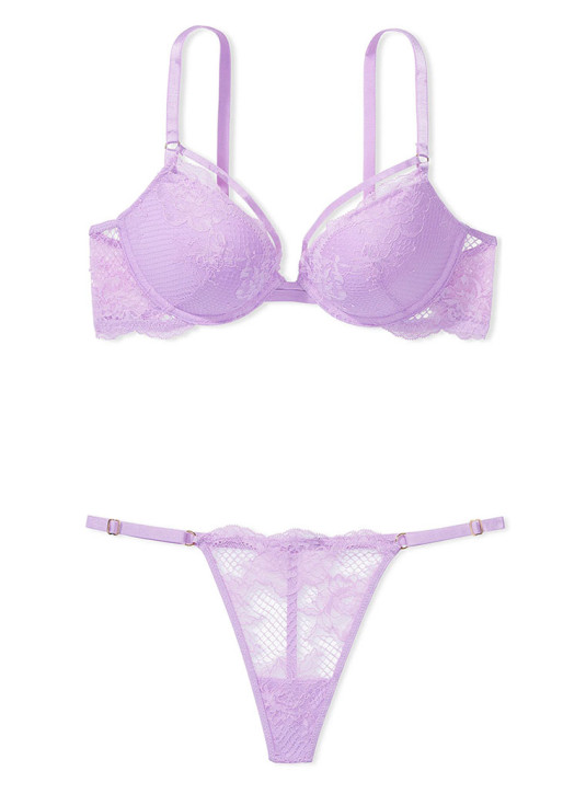 Комплект Білизни Пуш-ап Victoria's Secret Very Sexy Strappy Fishnet Lace Push-Up Bra & Fishnet Lace V-String Panty